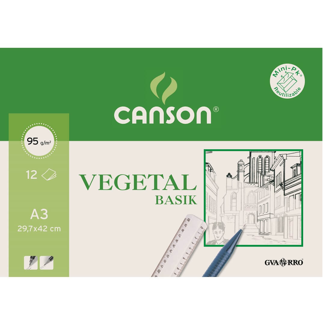 Paquete papel vegetal Canson A3 95g  12 hojas