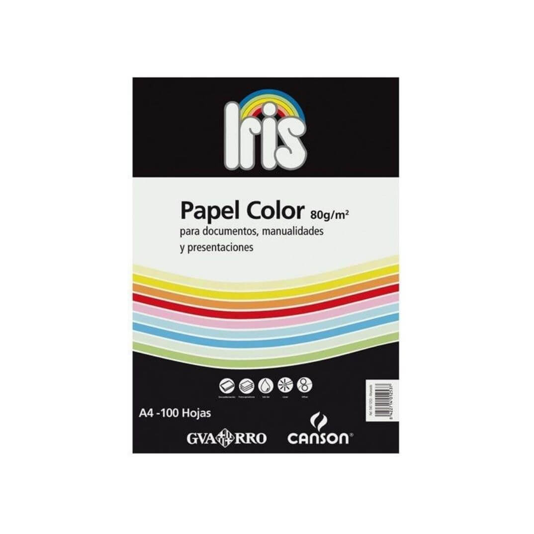 Pack 100 hojas papel repro A4 verde Iris