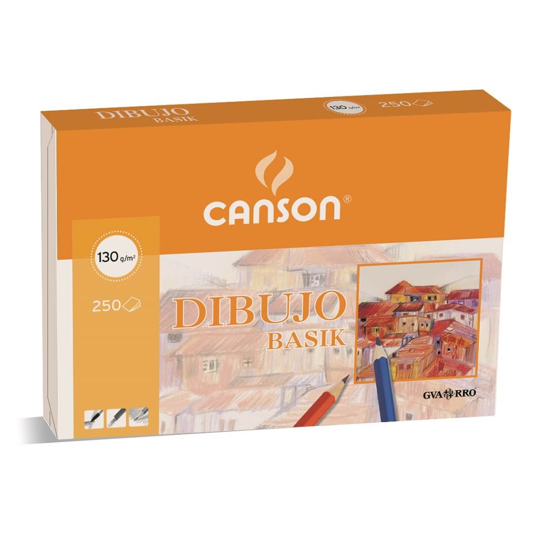 Caixa 250 làmines dibuix A3 Canson Basik llis130g