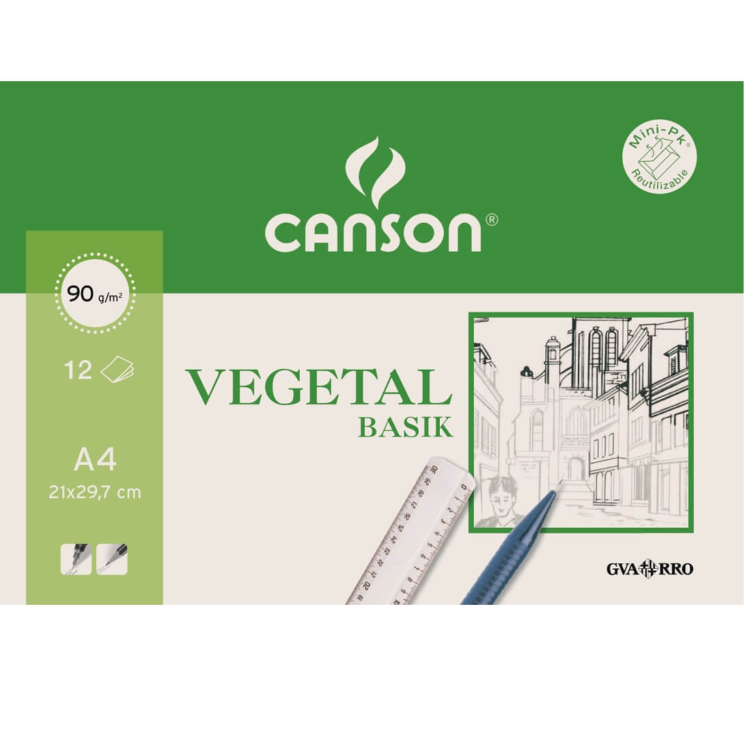 Paquete papel vegetal Canson A4 95g 12 hojas