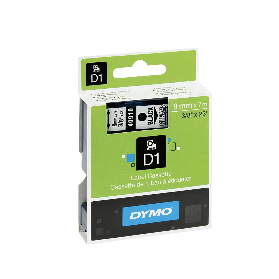 Cinta Dymo D1 9mm negro/transparente