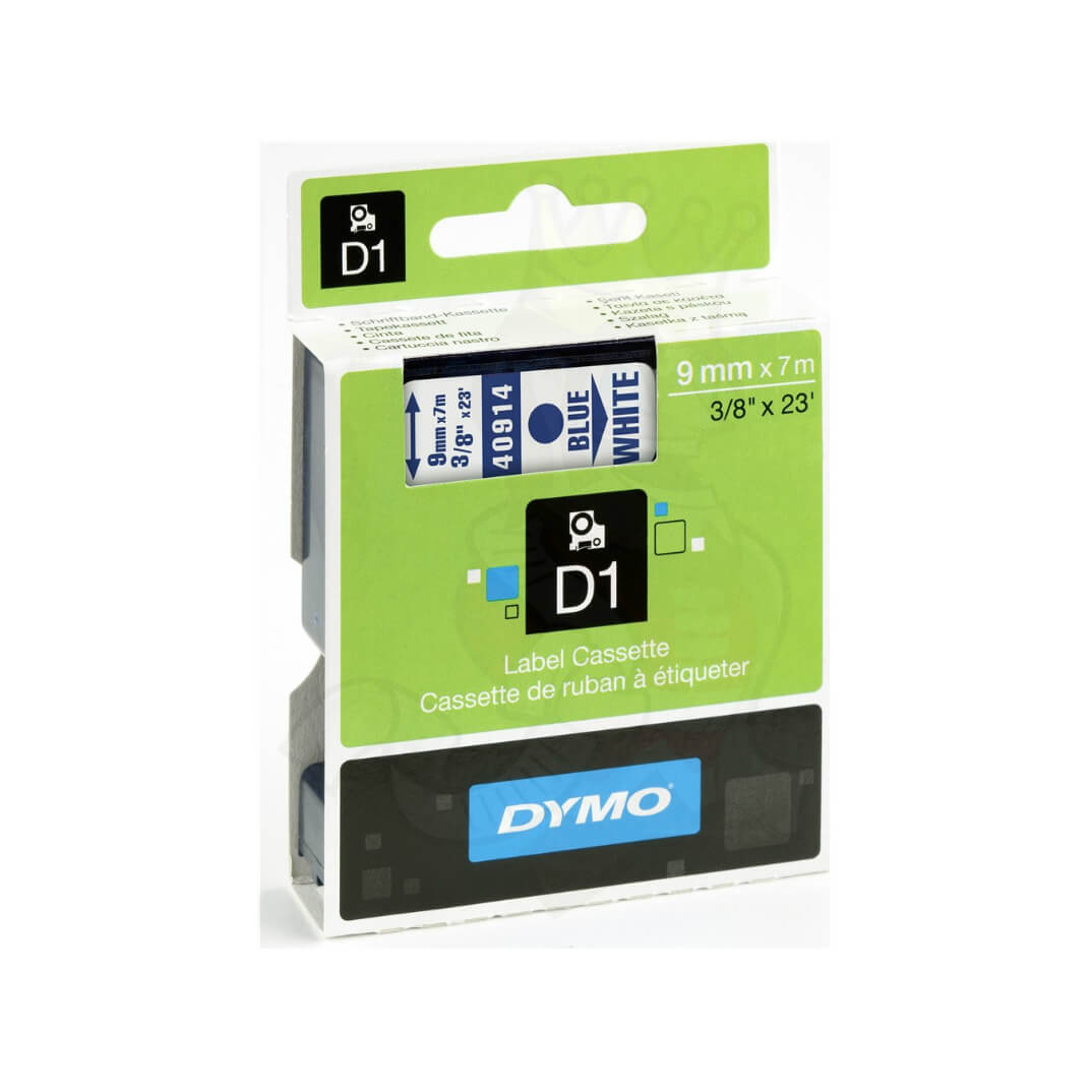 Cinta Dymo D1 9 mm blau/blanc