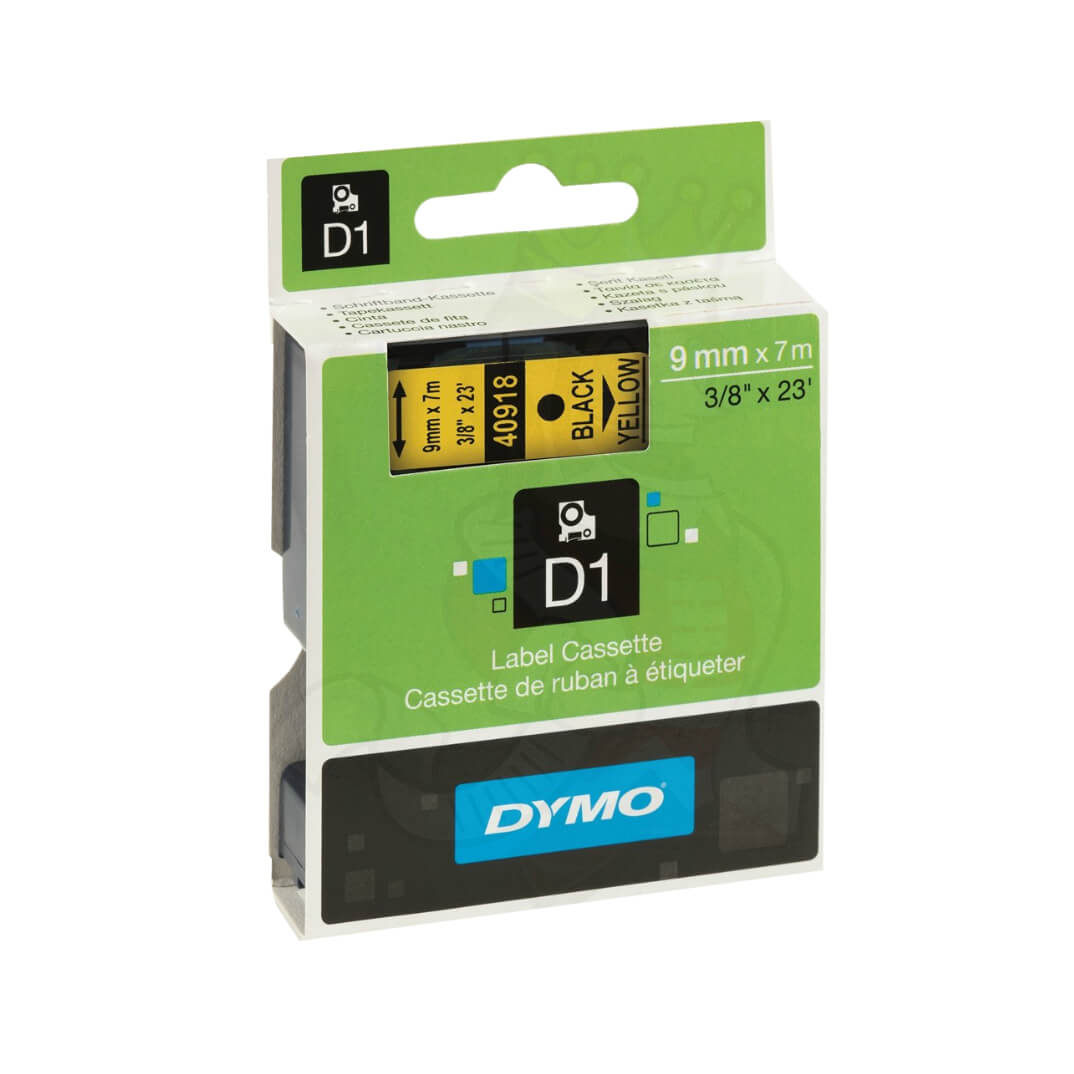 Cinta Dymo D1 9 mm negre/groc