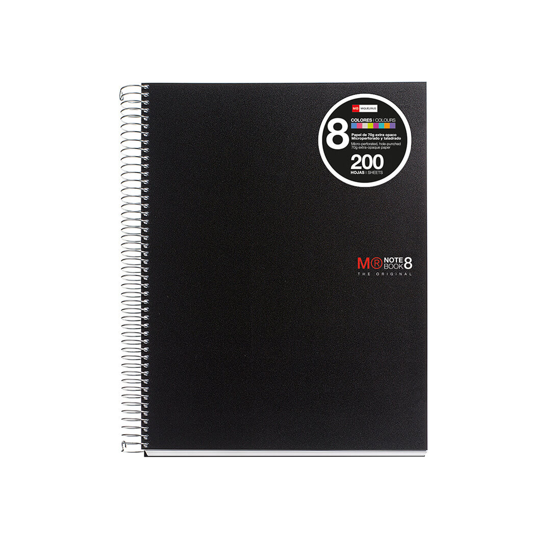 Cuaderno Notebook 8 A4 C5 negro 200 hojas