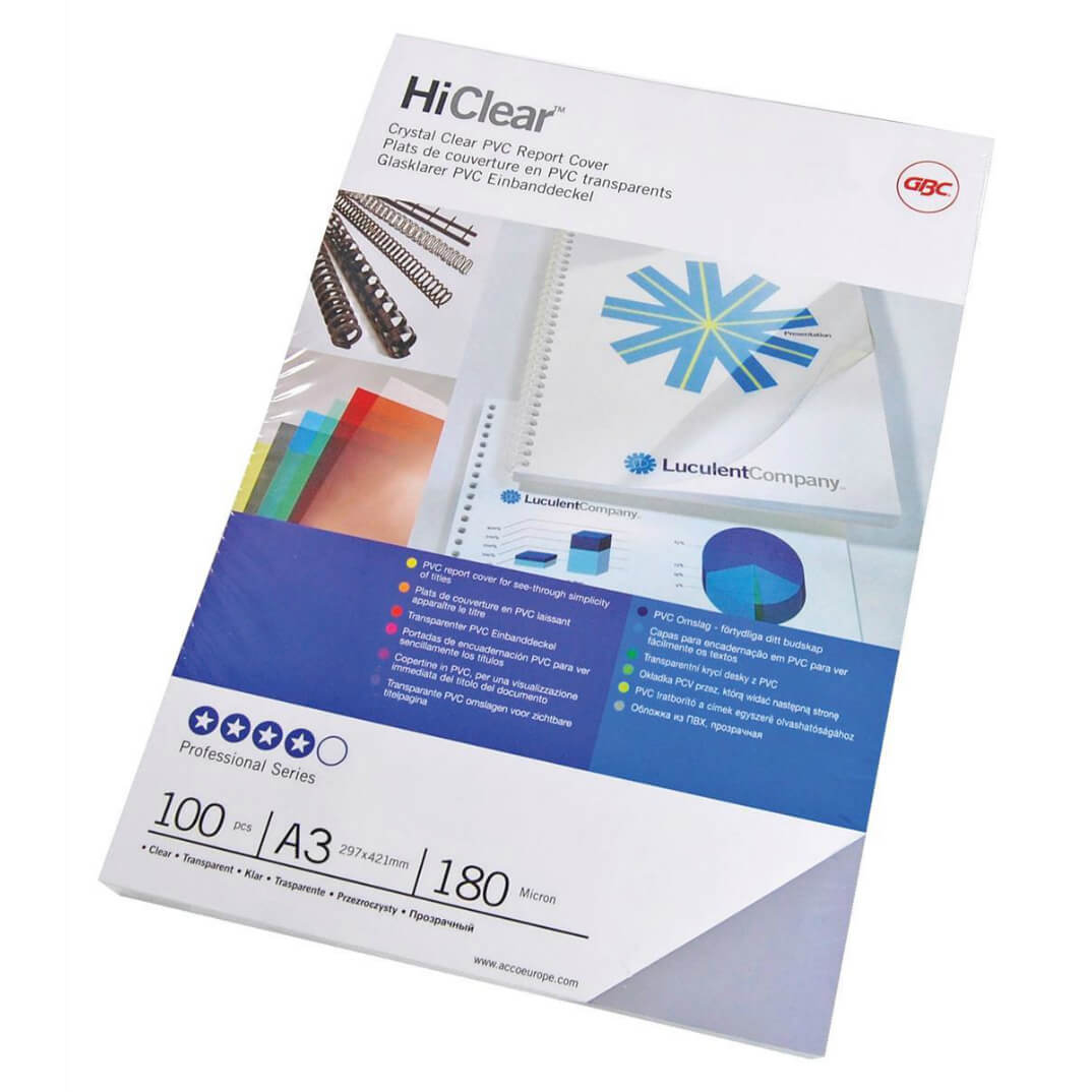 Tapa transparente PVC A3 180 micras (100u)