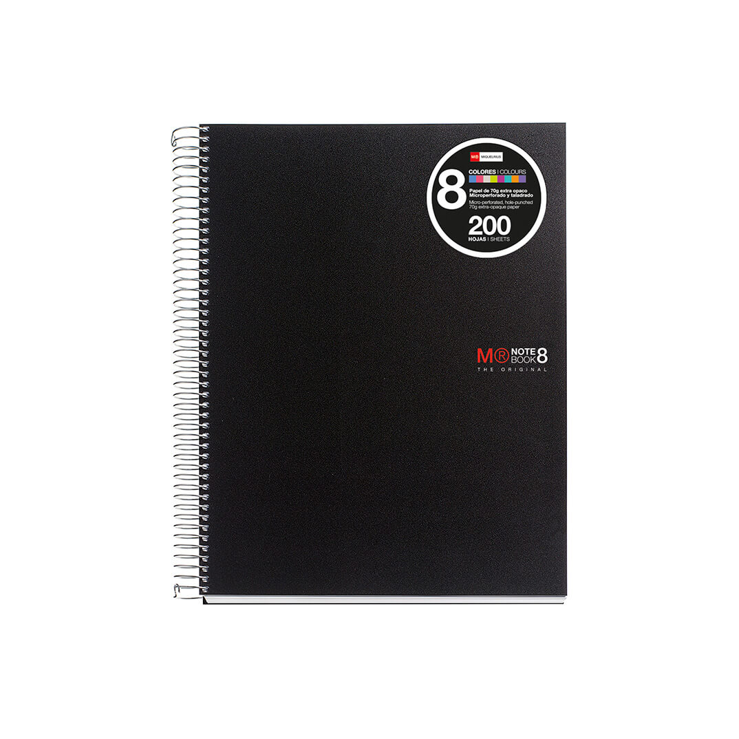 Cuaderno Notebook 8 A5 horizontal negro 200 hojas