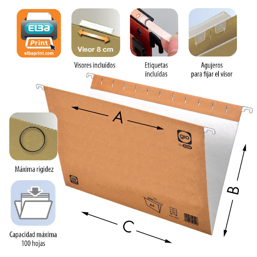 Carpeta colgante kio cristal Folio prolongado