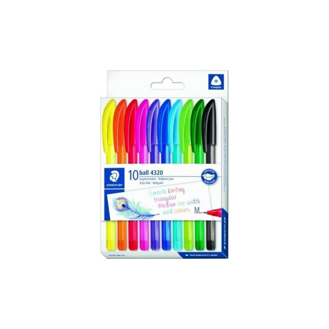 Estuche 10 bolígrafo triangular Staedtler surtidos