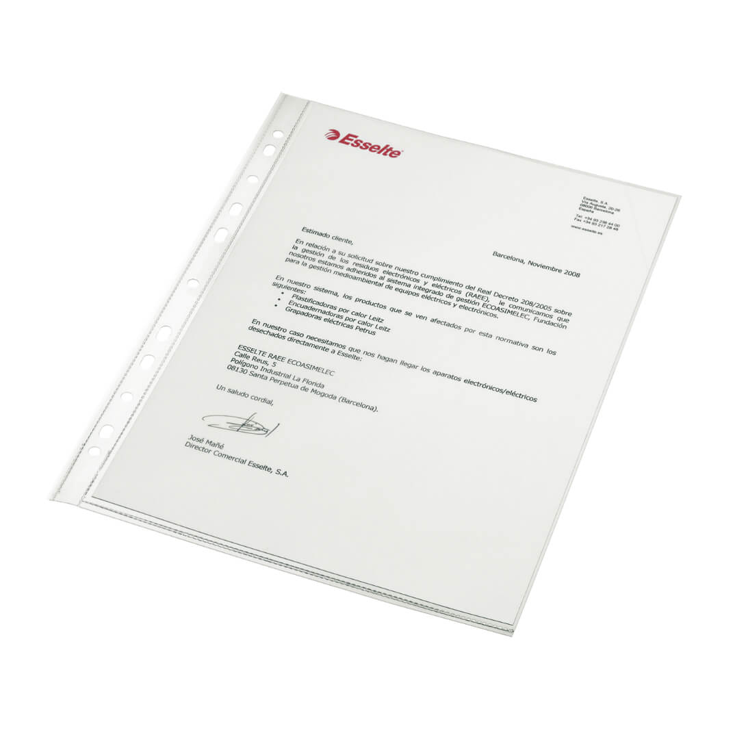 Funda A4 PP cristal 16 taladros 120mic (100u)