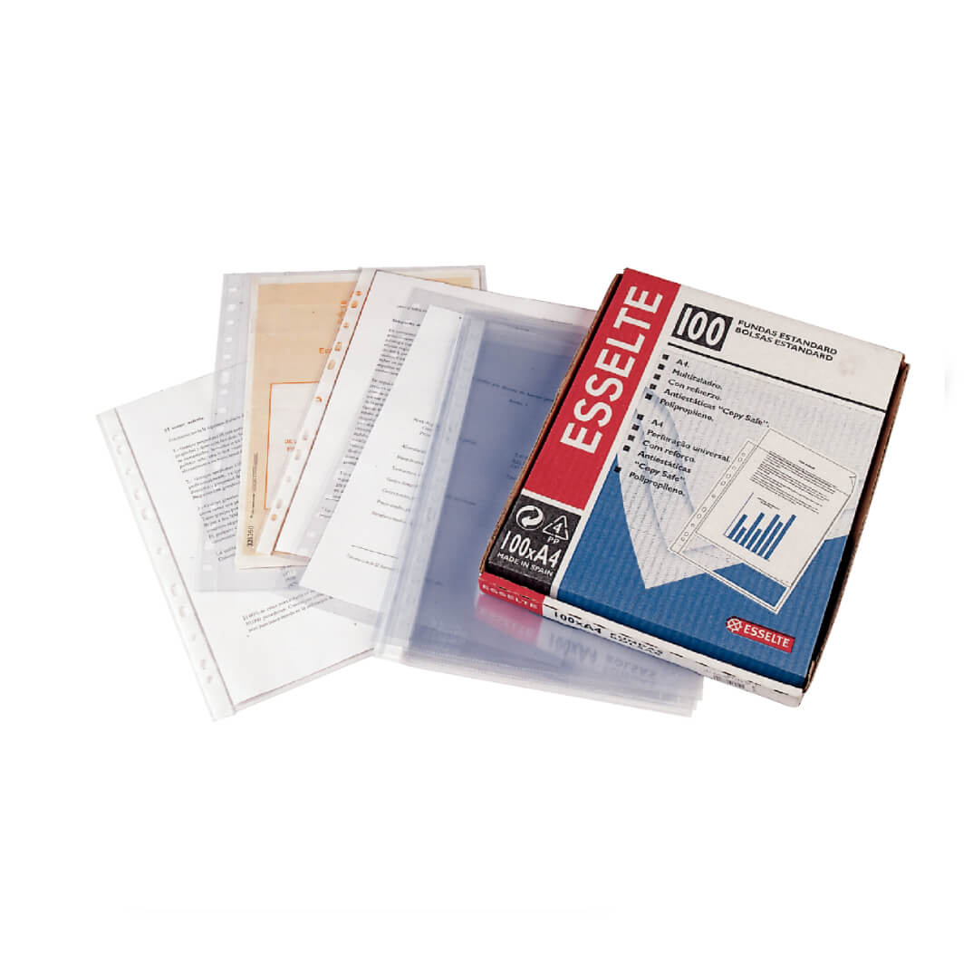 Caja 100 Fundas Folio Esselte multitaladro PP
