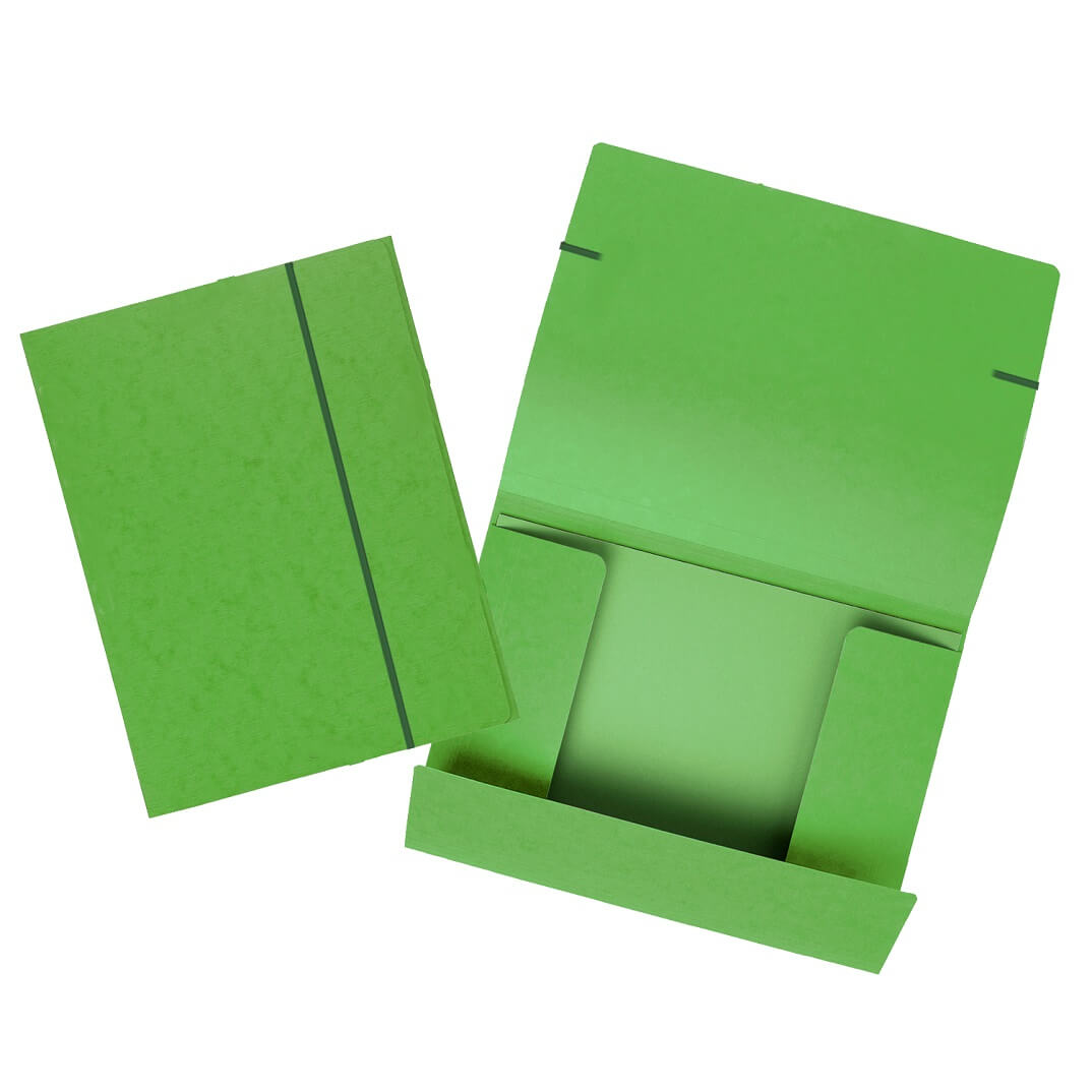 Carpeta gomas PP 3 solapas 15mm verdEa A4