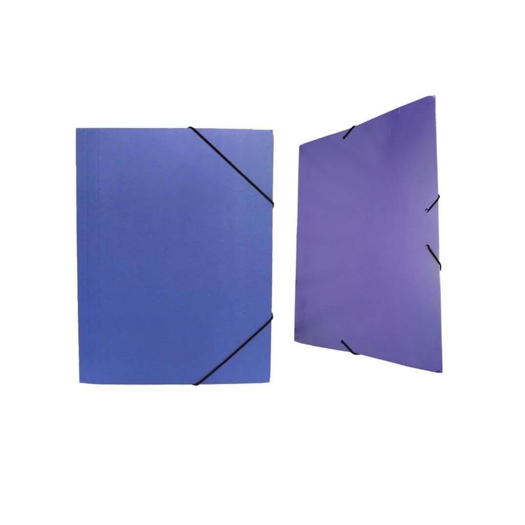 Carpeta cuero azul goma + bolsa Karman