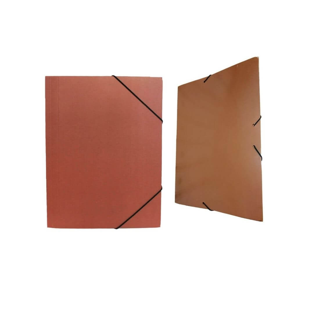 Carpeta cuero marrón goma + bolsa Karman