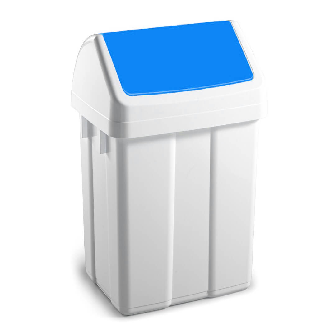 Papelera 50 litros tapa basculante azul