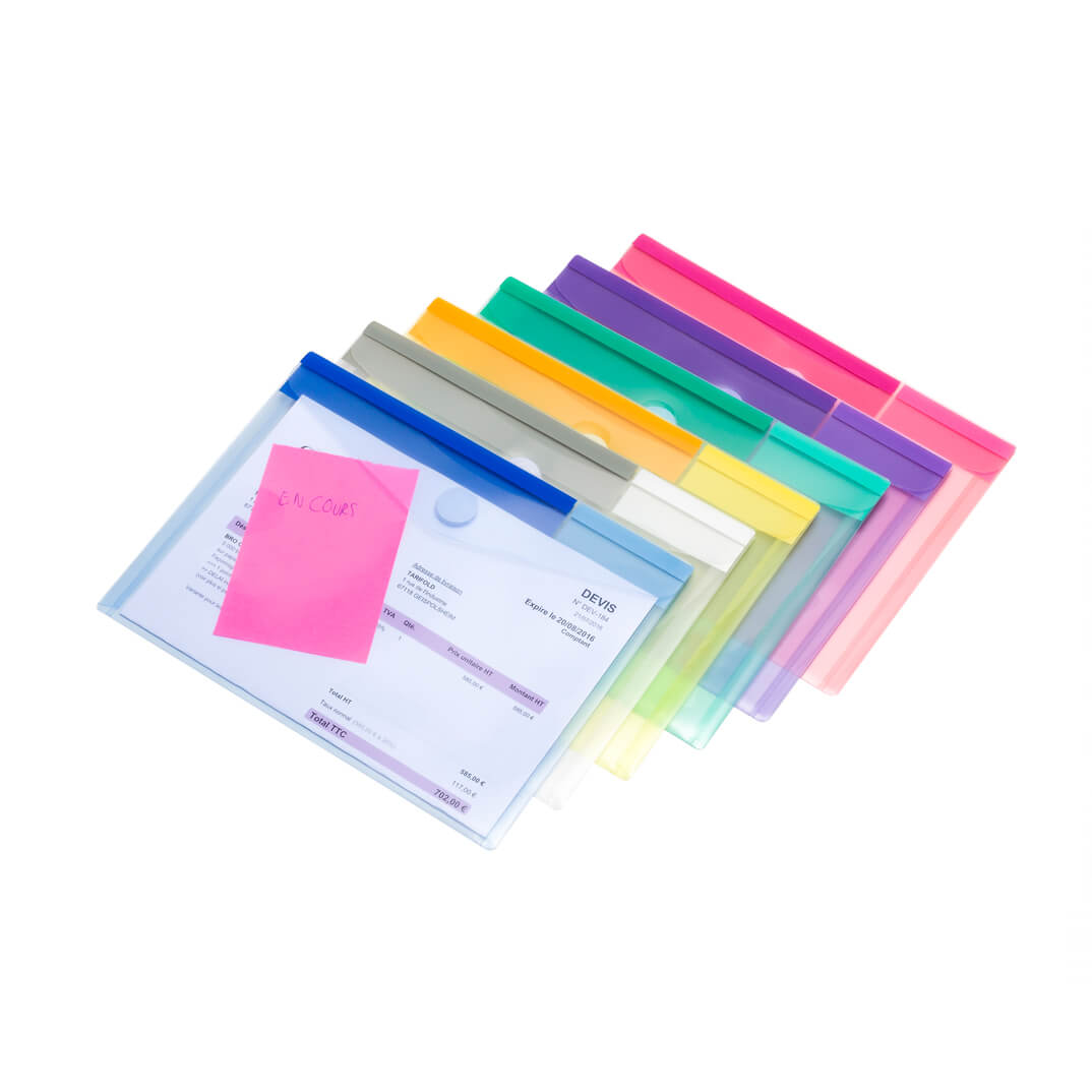 Pack 6 sobre con cierre velcro A5 colores surtidos