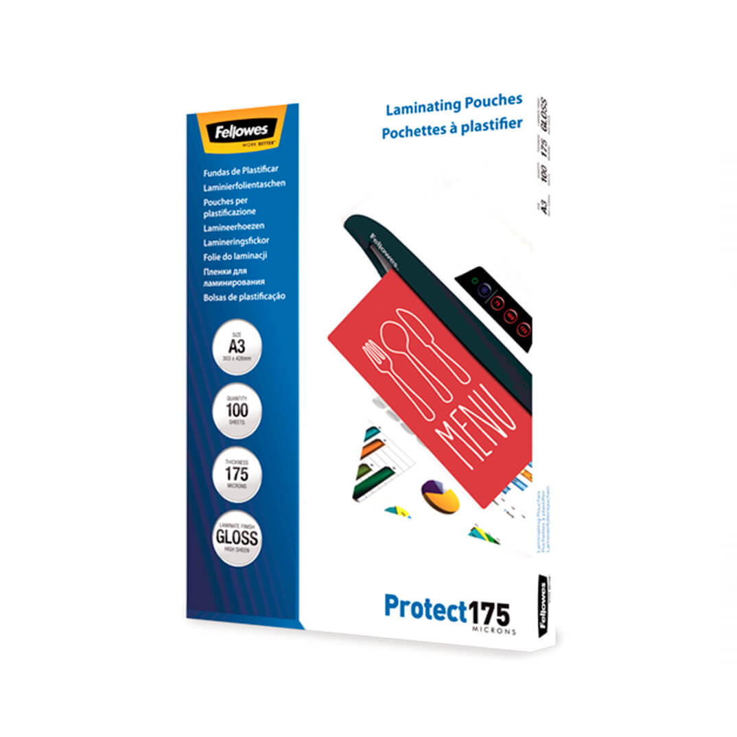 Pack 100 Fundes Plastificar 175 micres Brillo A3