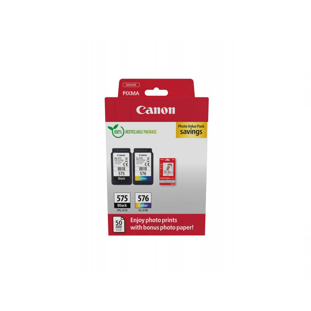 Pack Canon ink-jet PG575/CL576 + 50f paper foto