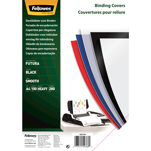 Pack 100 portades PP 300 negre A4 280 micres