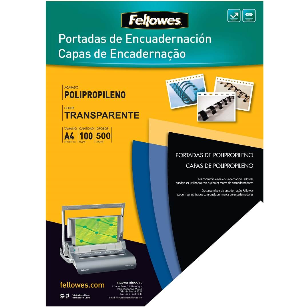 Tapa Fellowes PP transparent A4 450 micres (100u)