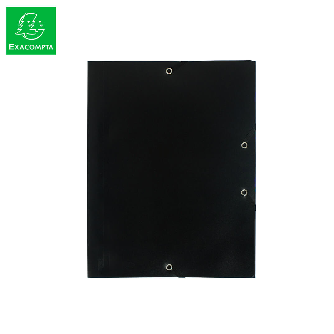 Carpeta con gomas A4 3 solapas PP negro