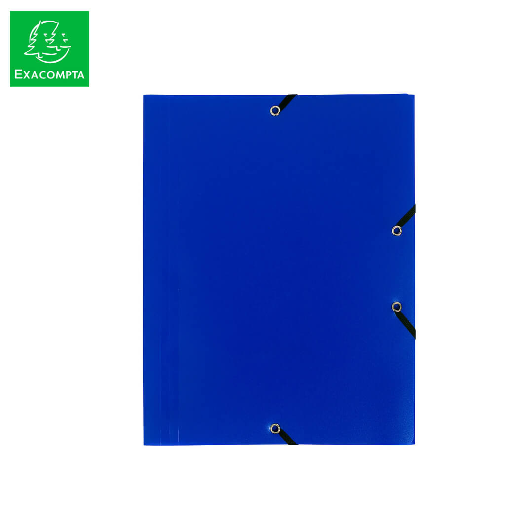 Carpeta amb gomes A4 3 solapes PP blau