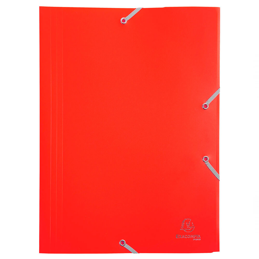 Carpeta con gomas A4 3 solapas PP rojo