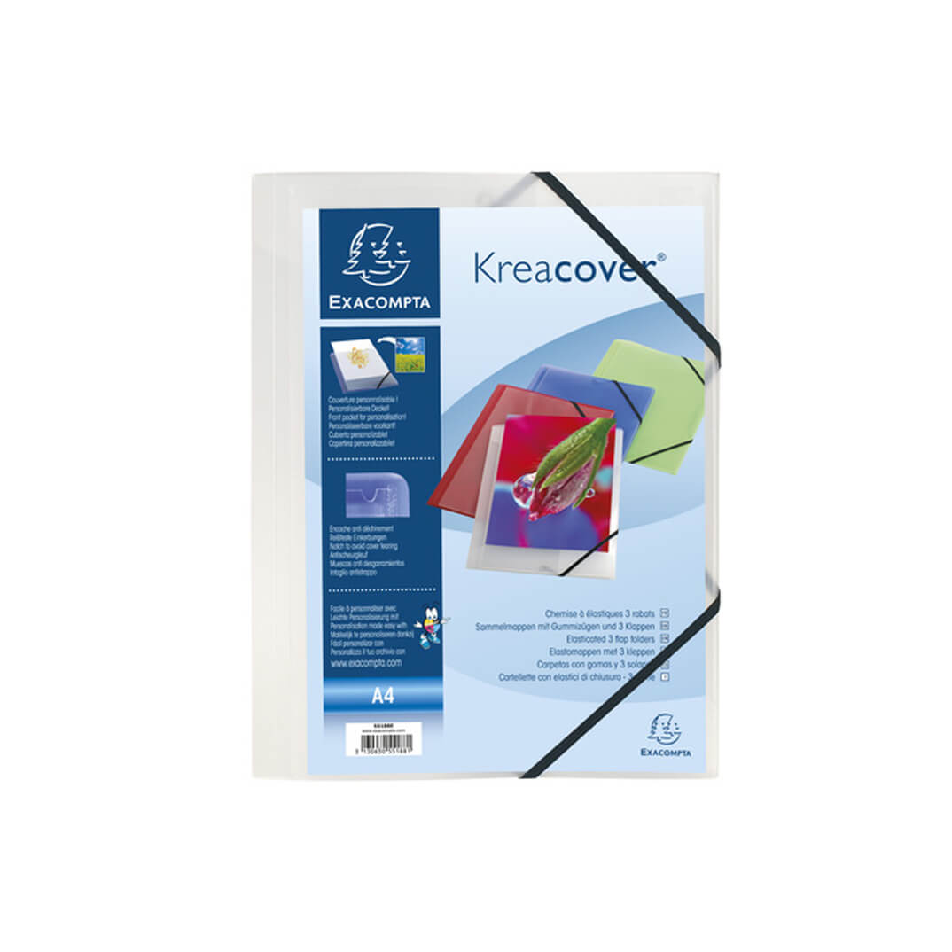 Carpeta amb gomes A4 3 solapes PP blanc