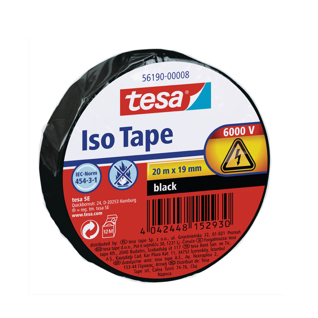 Cinta aislante Tesa color negro 20m x 19mm