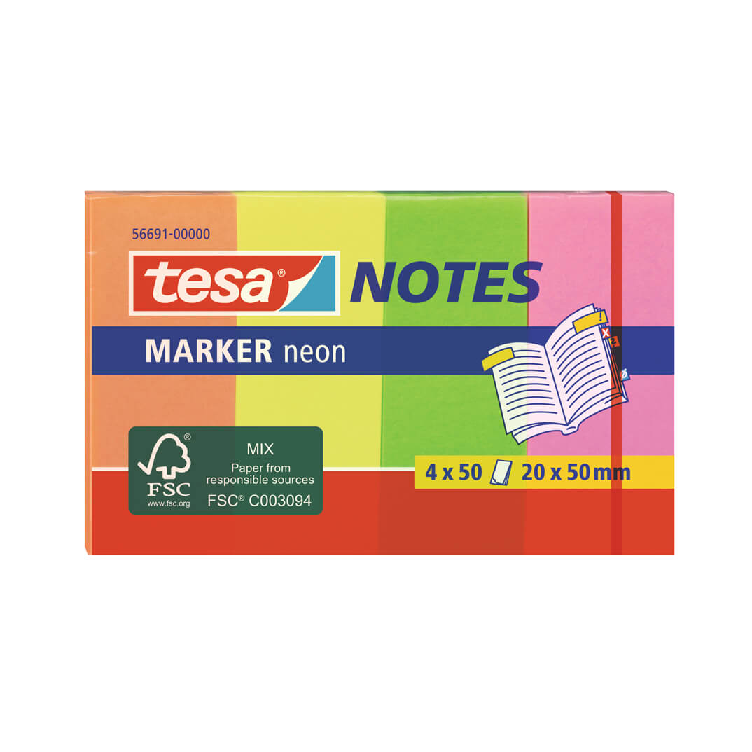 Bloc banderitas papel Tesa notas 20x50 4 colores