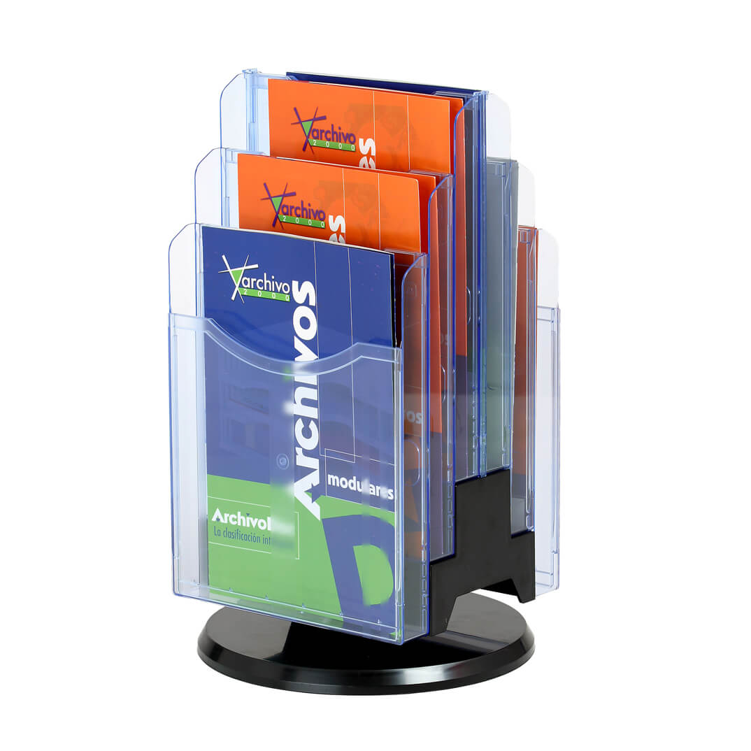 Expositor giratori A4 vert. 6 compart. blau