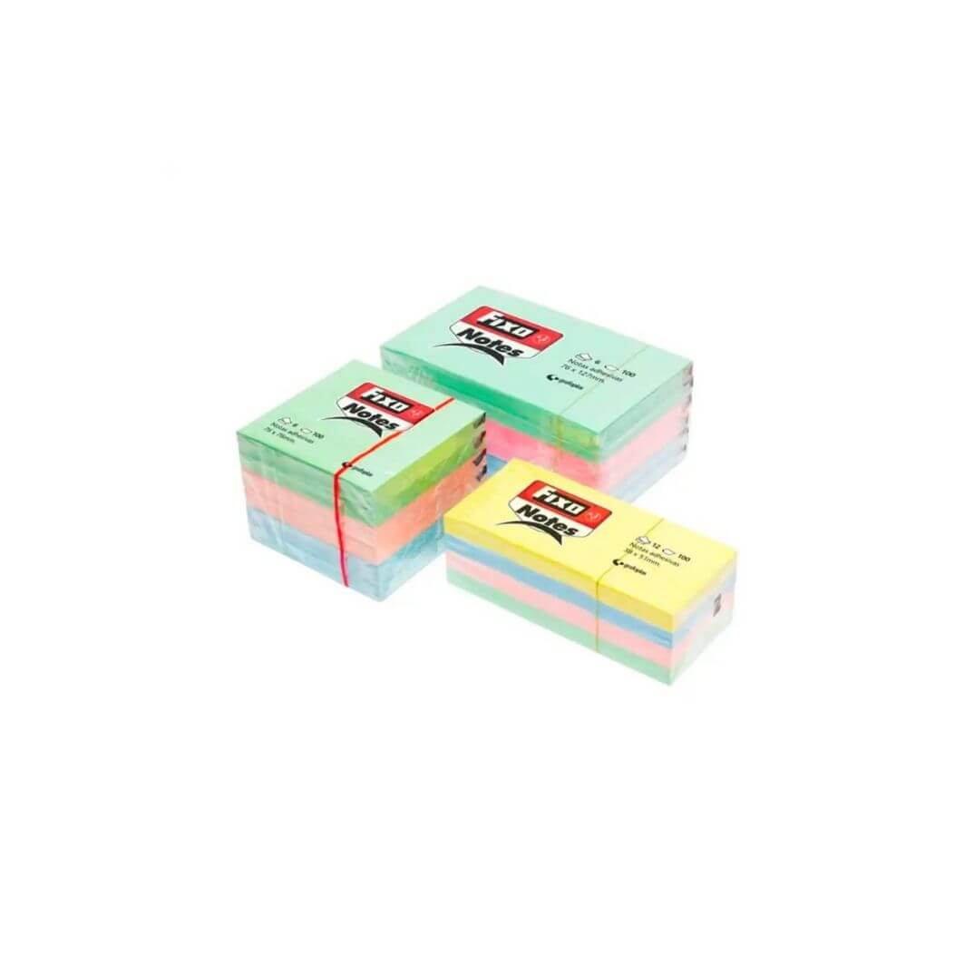 Pack 12 block 100 notes adhesiv. Fixo 38x51 pastel
