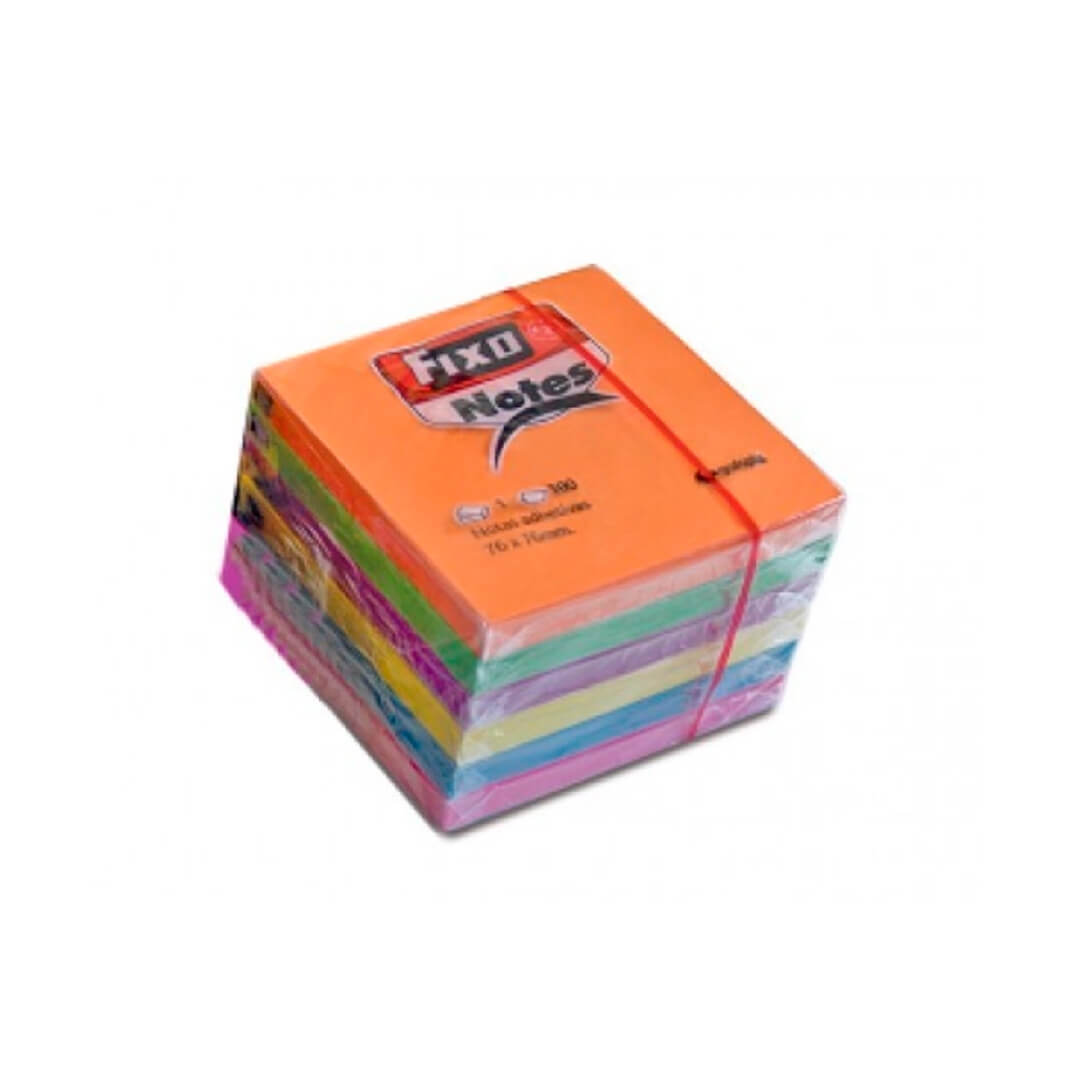 Pack 6 block 100 notes adhesives Fixo 76x76 neó