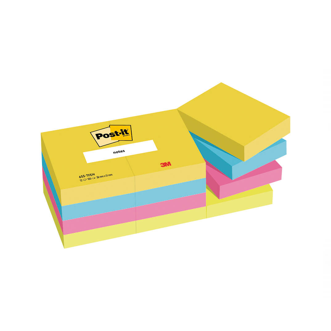 12 blocs de notas POST-IT® 653 Gama Energía 38x51