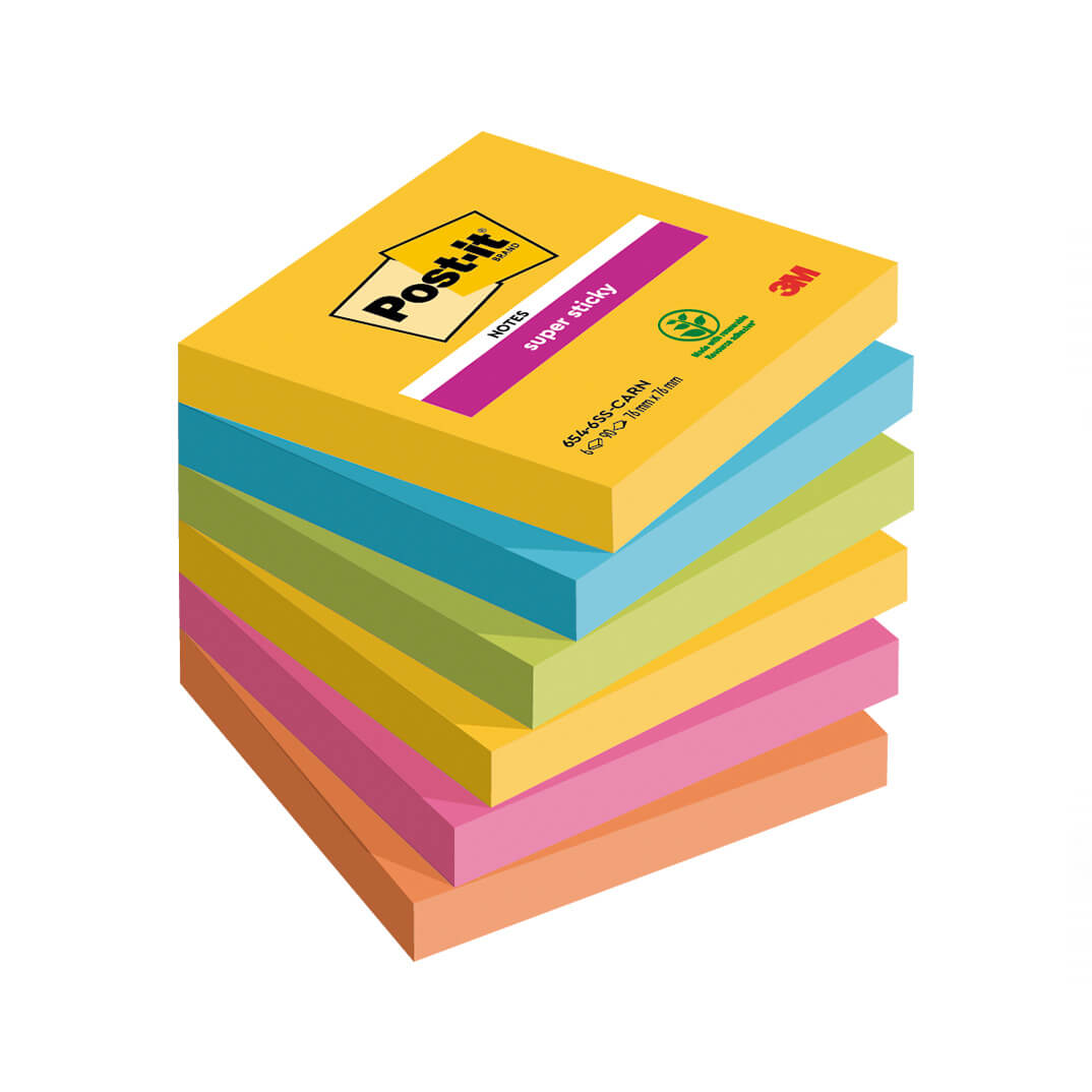 6 Blocs POST-IT® Super Sticky variados 76x76