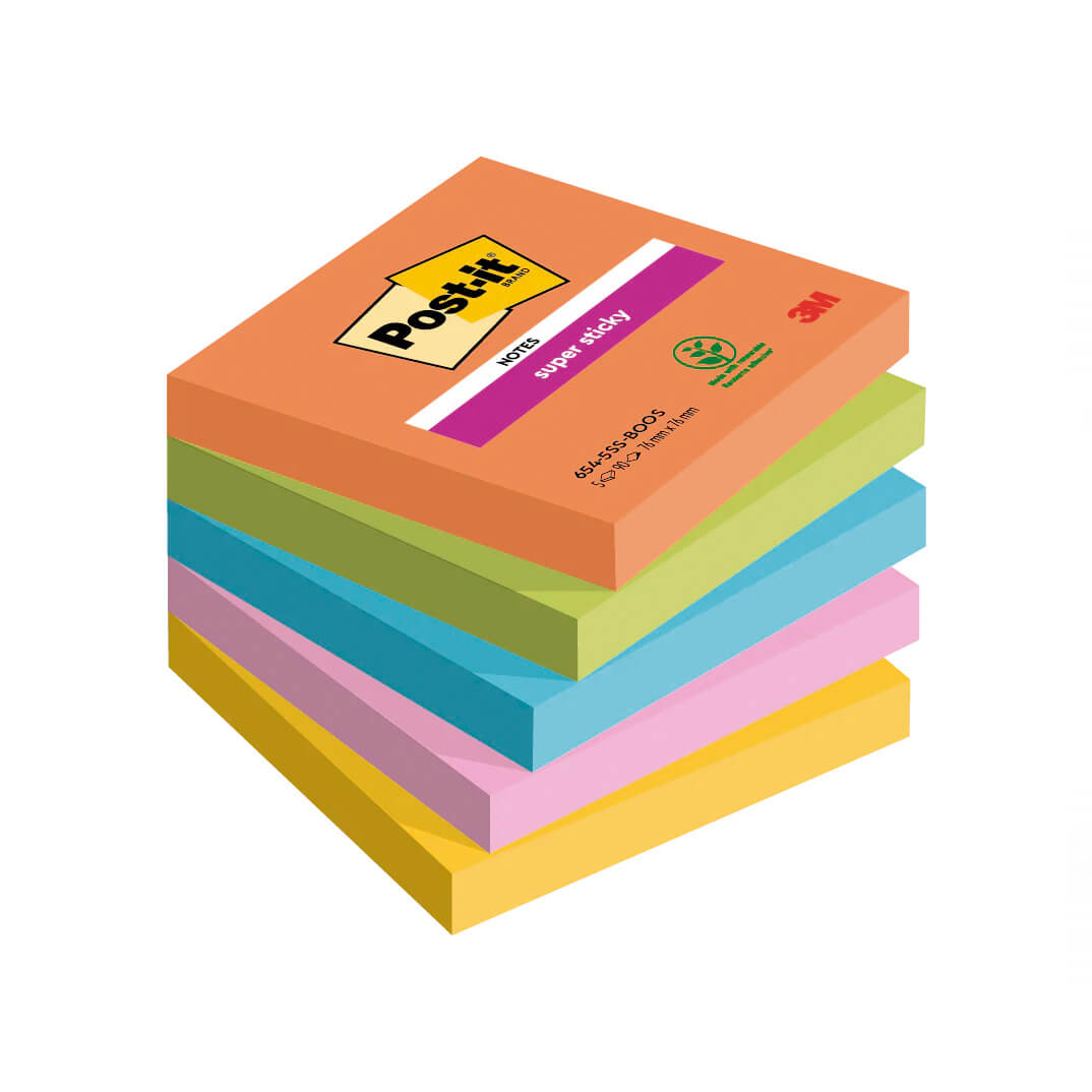 5 blocs POST-IT® Notas Super Sticky Boost 76x76