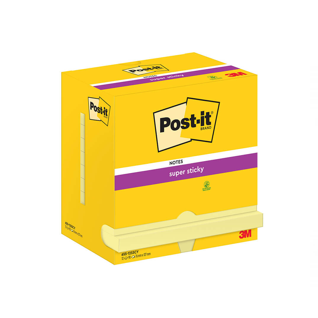 12 blocs POST-IT® Super Sticky 76x127