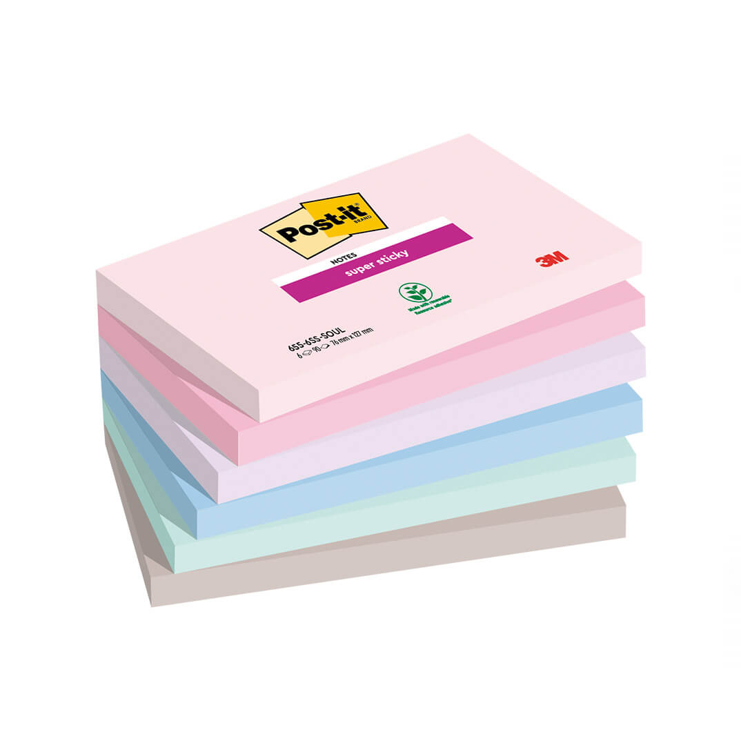 6 blocs POST-IT® Super Sticky Soulful 76x127