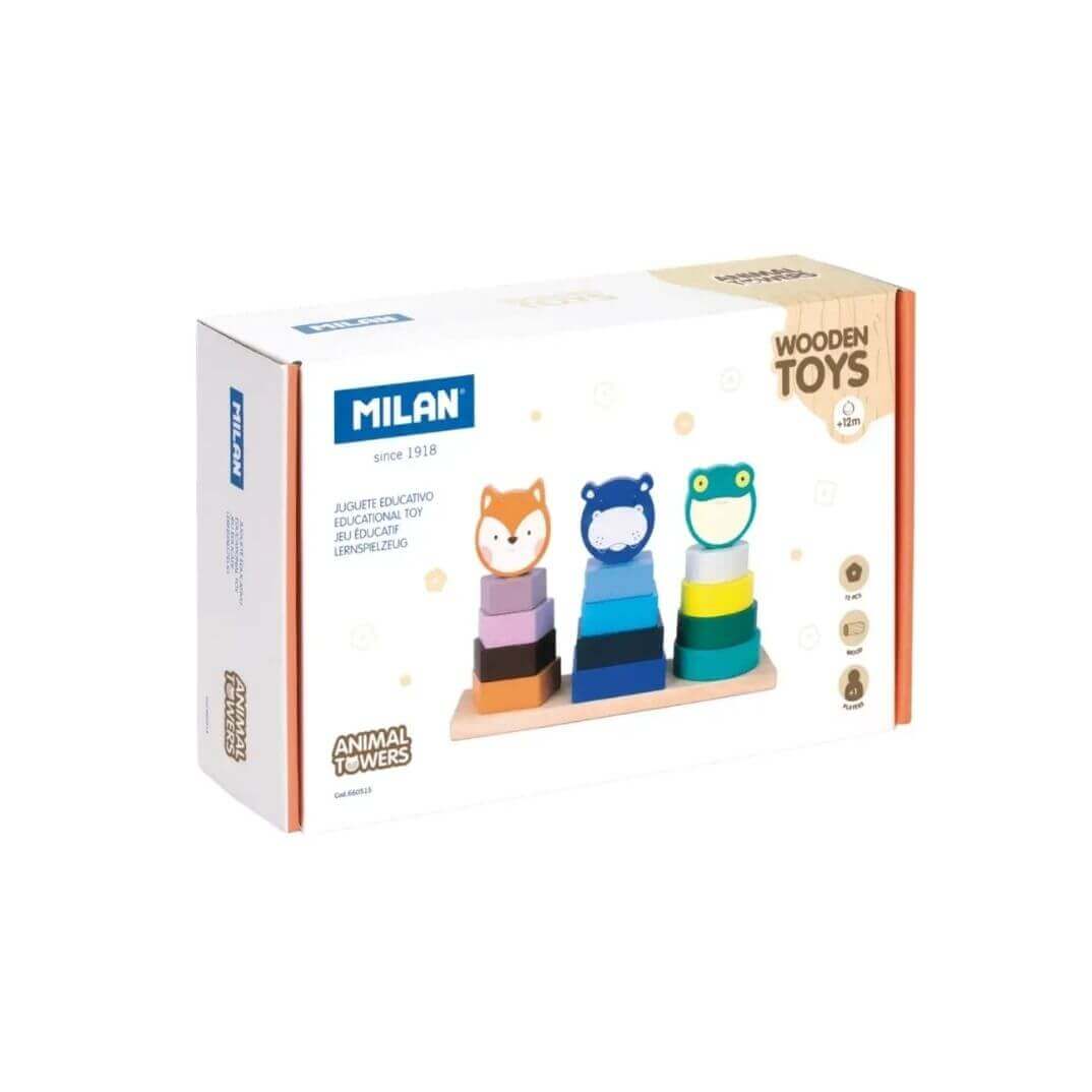 Joguina de fusta torres apilables animals Milan