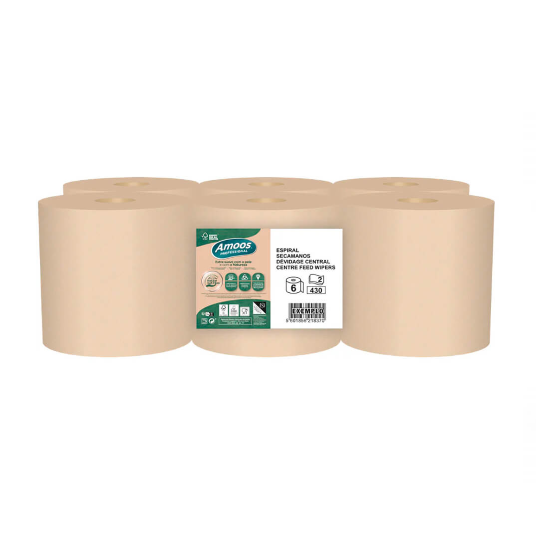 Fardo 6 rollos papel secamanos Amoos Naturally