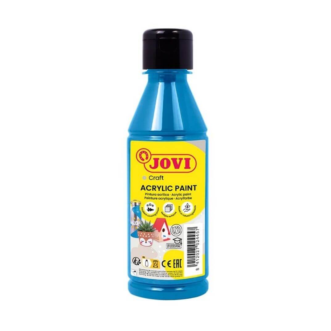 Botella pintura acrílica color azul Jovi 250ml