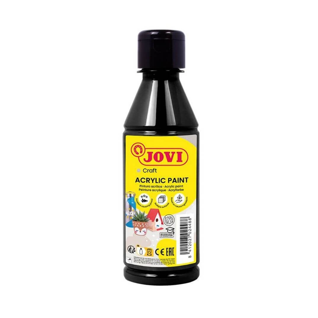 Botella pintura acrílica color negro Jovi 250ml