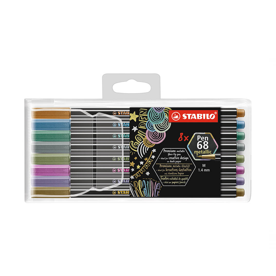 Estuche 8 rotuladores Stabilo Pen 68 metálicos