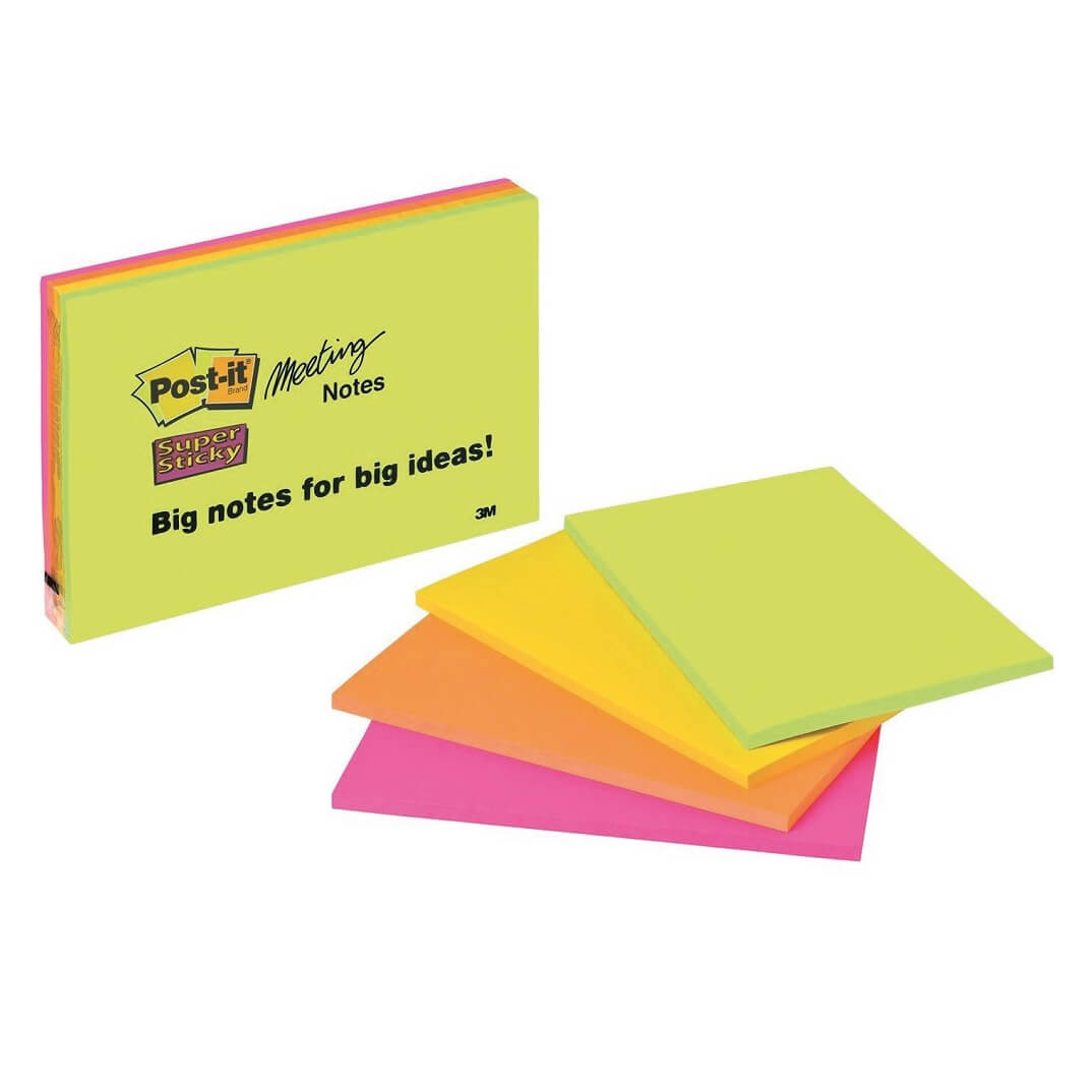 POST-IT® Super Sticky Neón 3XL 200x149mm (pack 4)
