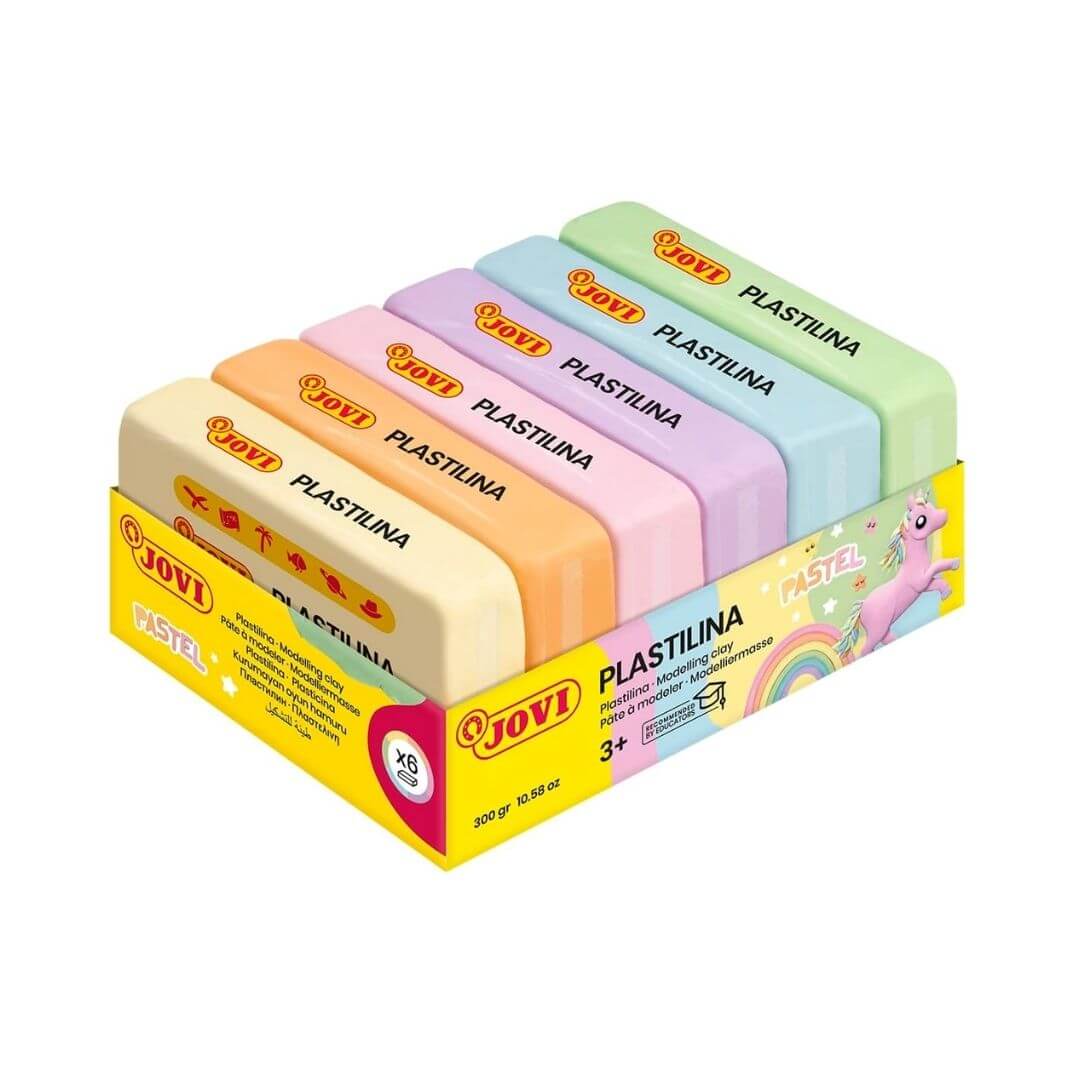 6 pastillas plastilina 50g color pastel Jovi