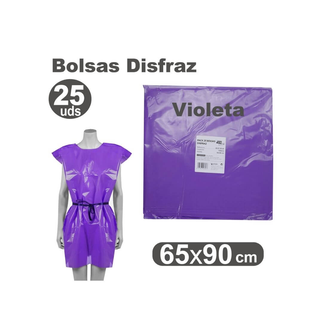 Pack 25 bolsas de disfraces 65 x 90cm violeta