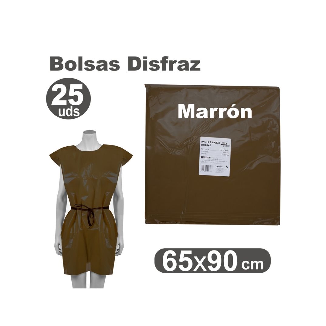 Pack 25 bolsas de disfraces 65 x 90cm marrón