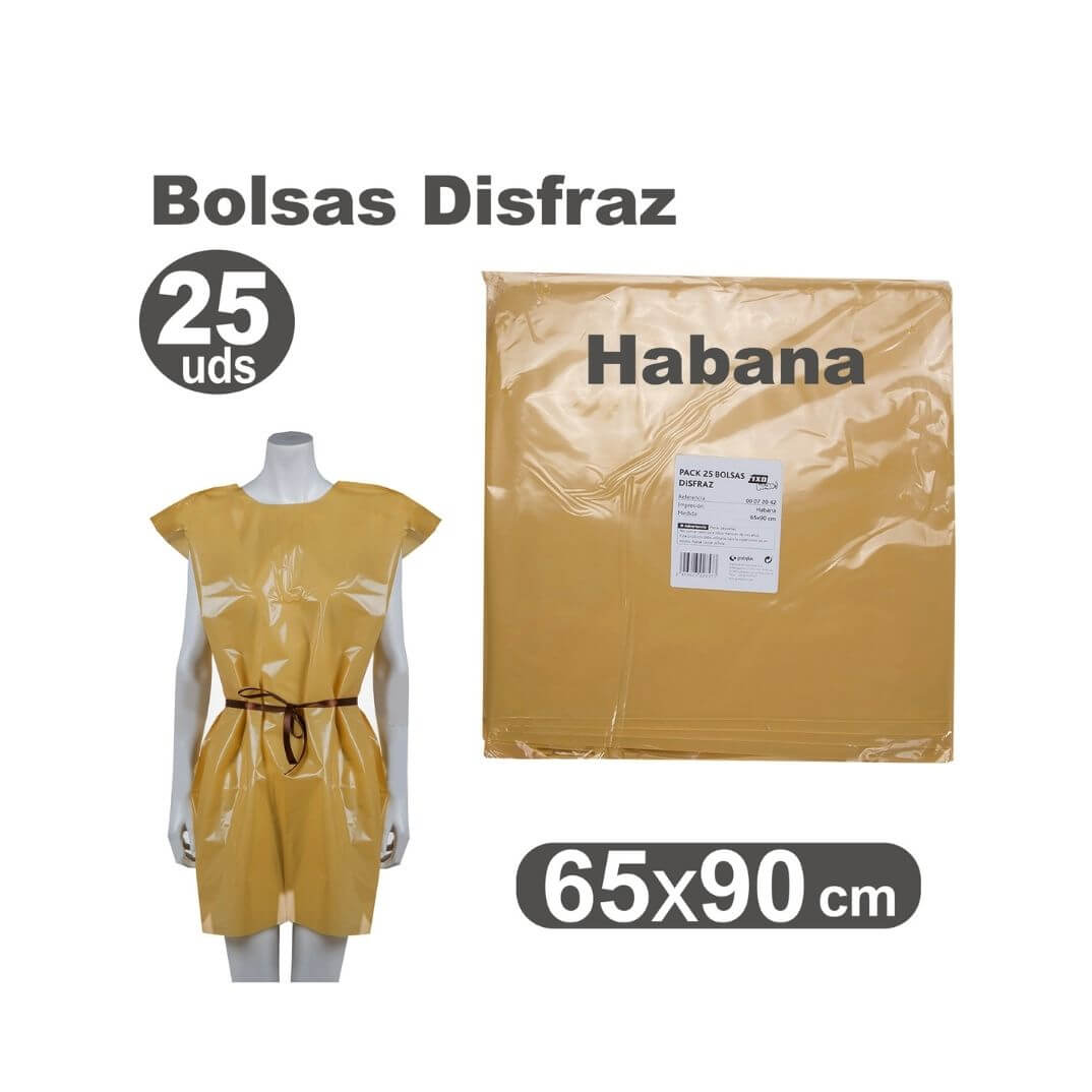 Pack 25 bolsas de disfraces 65 x 90cm habana