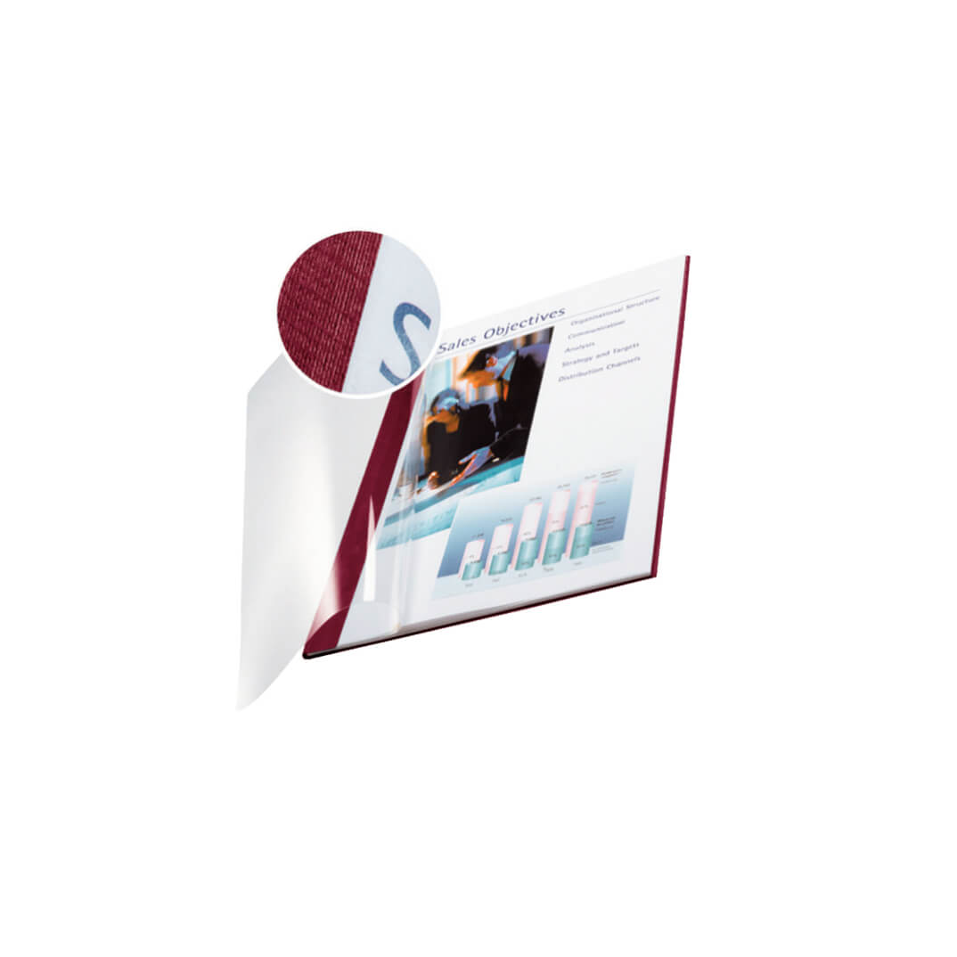 Pack 10 tapas Leitz flex. transp.10.5mm burdeos