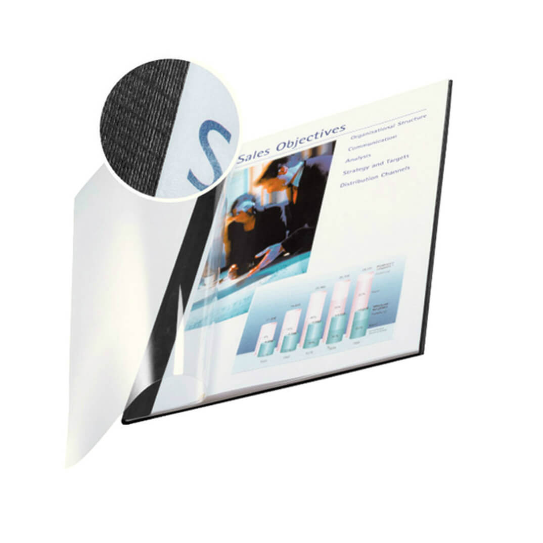 Pack 10 tapas Leitz flexible transp.14mm negro