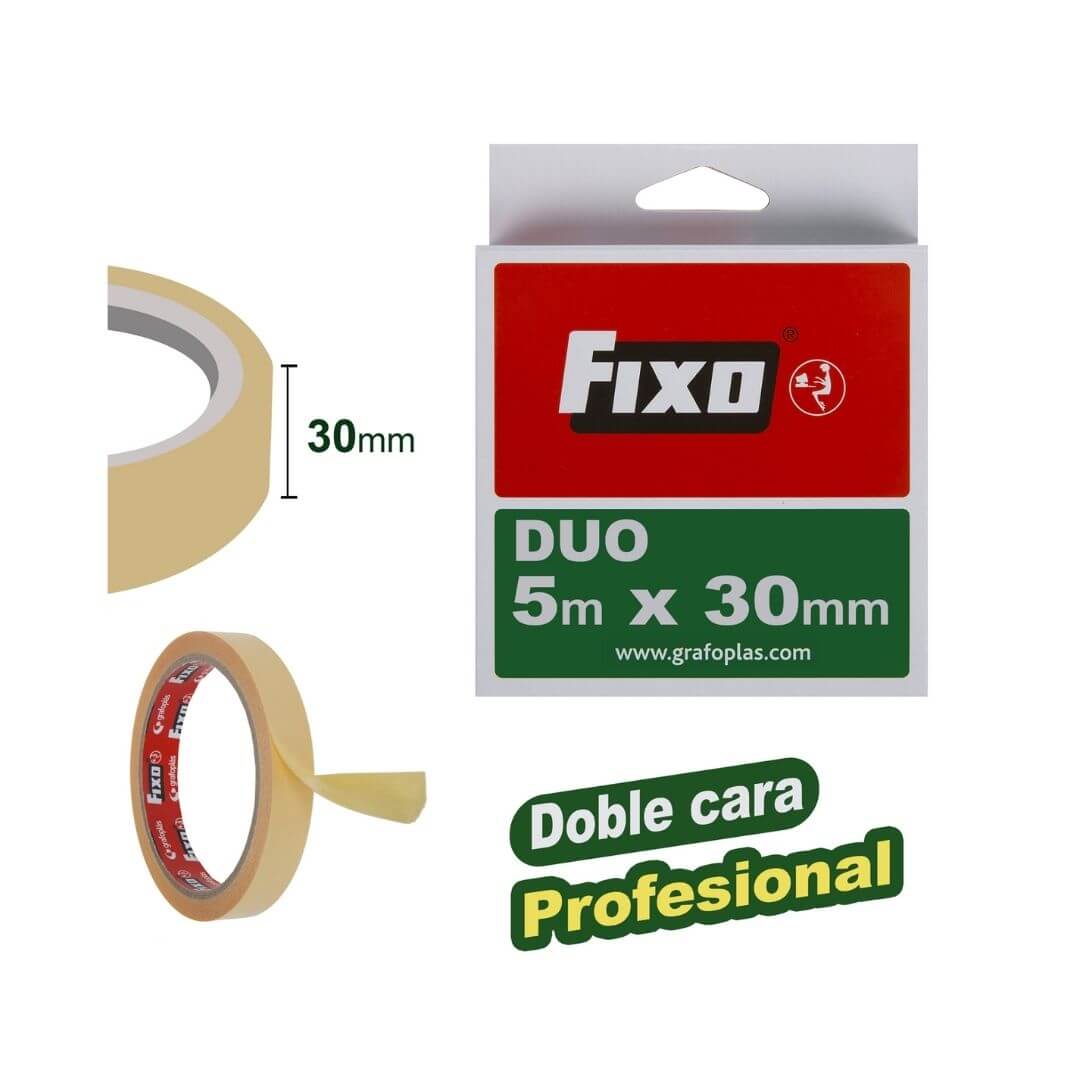 Cinta Fixo doble cara adhesiva 30mm x 5m